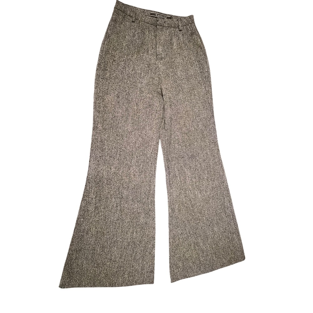 Siberian Grey Herringbone Wide Leg Trousers Heavyweight Pockets SFV17CL044PR1036